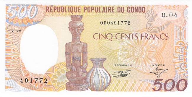 500 Francs Kongo Republik p.8d 1991